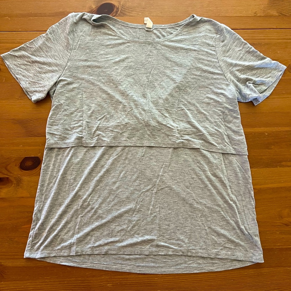 NWOT PinkBlush Heather Grey Nursing T-Shirt Super Soft Tee Women’s Size Large L